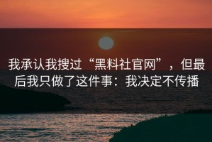 我承认我搜过“黑料社官网”，但最后我只做了这件事：我决定不传播