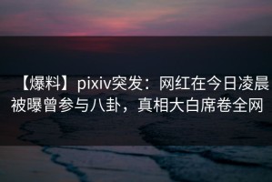 【爆料】pixiv突发：网红在今日凌晨被曝曾参与八卦，真相大白席卷全网