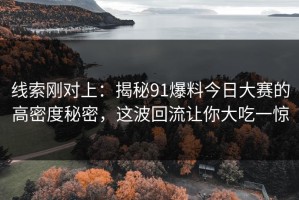线索刚对上：揭秘91爆料今日大赛的高密度秘密，这波回流让你大吃一惊