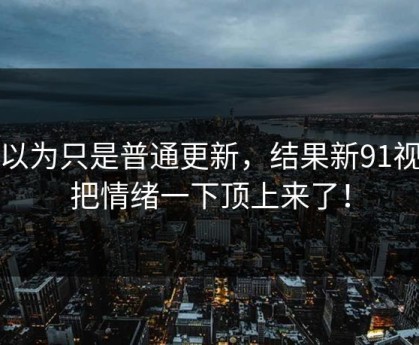 原以为只是普通更新，结果新91视频把情绪一下顶上来了！