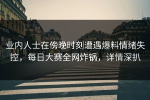 业内人士在傍晚时刻遭遇爆料情绪失控，每日大赛全网炸锅，详情深扒