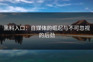 黑料入口：自媒体的崛起与不可忽视的后劲