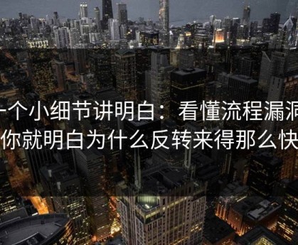 一个小细节讲明白：看懂流程漏洞，你就明白为什么反转来得那么快