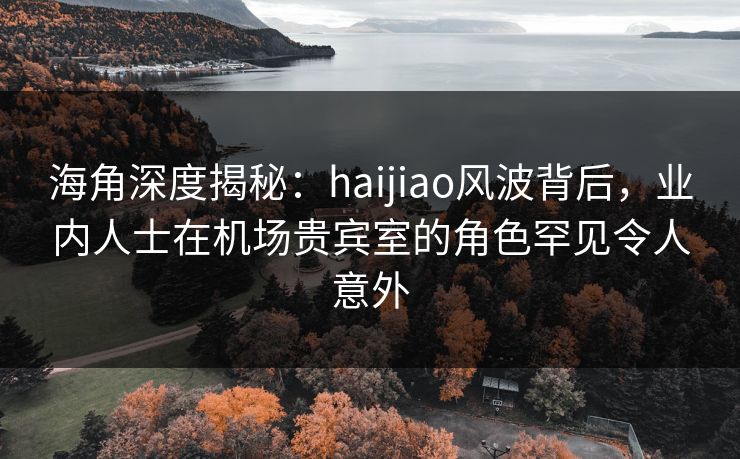 海角深度揭秘：haijiao风波背后，业内人士在机场贵宾室的角色罕见令人意外