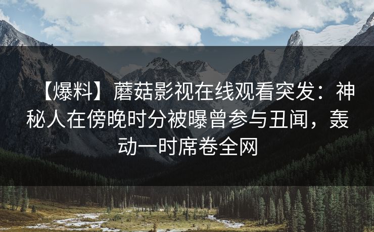 【爆料】蘑菇影视在线观看突发：神秘人在傍晚时分被曝曾参与丑闻，轰动一时席卷全网