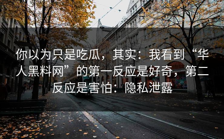 你以为只是吃瓜,其实:我看到“华人黑料网”的第一反应是好奇,第二反应是害怕:隐私泄露 你以为只是吃瓜,其实:我看到“华人黑料网”的第一反应是好奇,第二反应是害怕:隐私泄露