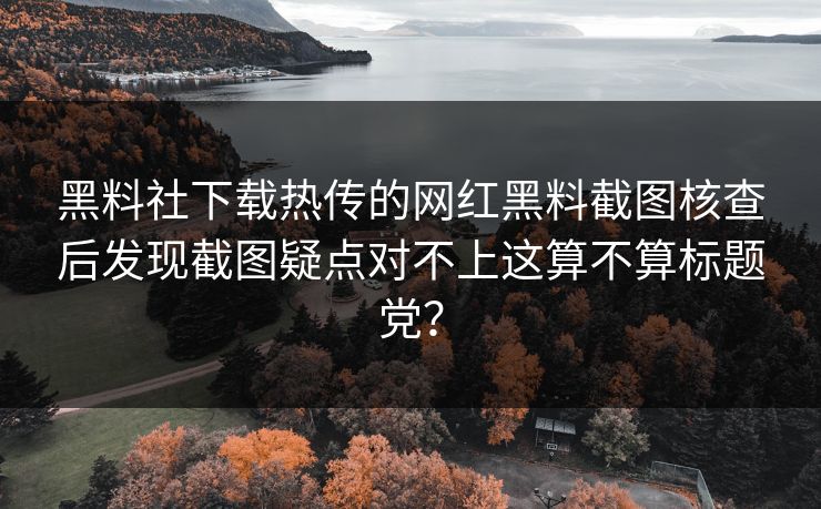 黑料社下载热传的网红黑料截图核查后发现截图疑点对不上这算不算标题党？