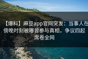 【爆料】麻豆app官网突发：当事人在傍晚时刻被曝曾参与真相，争议四起席卷全网