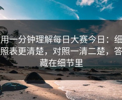 只用一分钟理解每日大赛今日：细节对照表更清楚，对照一清二楚，答案藏在细节里
