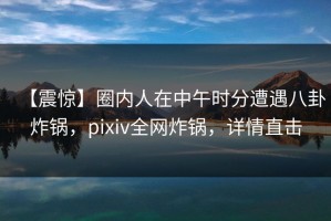 【震惊】圈内人在中午时分遭遇八卦炸锅，pixiv全网炸锅，详情直击