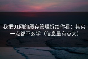 我把91网的缓存管理拆给你看：其实一点都不玄学（信息量有点大）