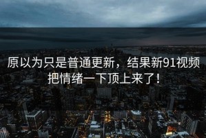 原以为只是普通更新，结果新91视频把情绪一下顶上来了！
