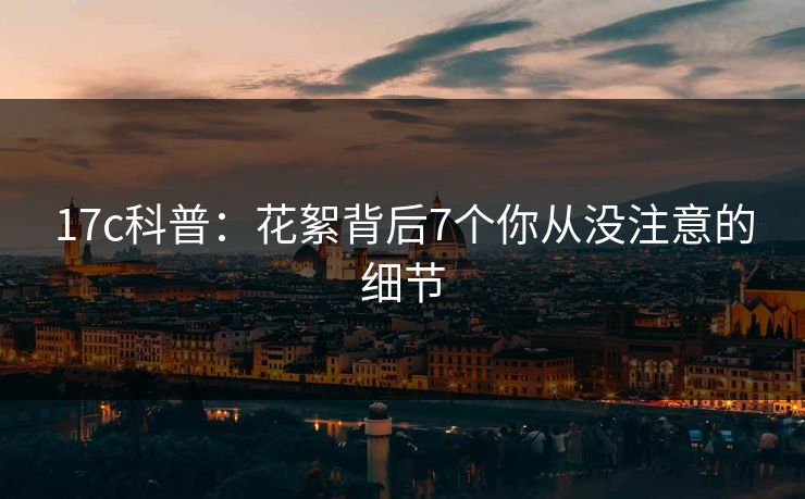 17c科普：花絮背后7个你从没注意的细节